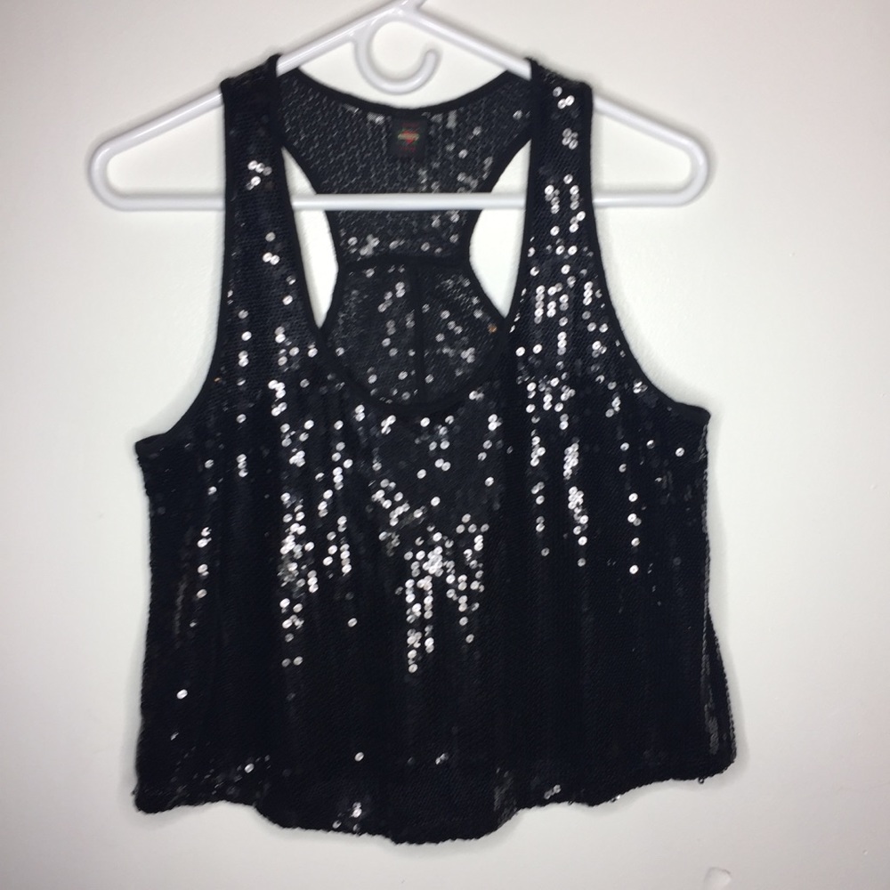Sweet Love Large Black Sequin Tank Top